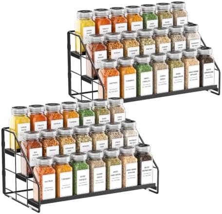 3-Tier Spice Rack for Short Cabinets, Metal Spice Organizer, 2PC