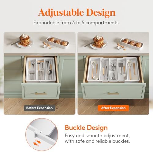Lifewit Utensil Organizer for Kitchen Drawers, Expandable Utensil Tray