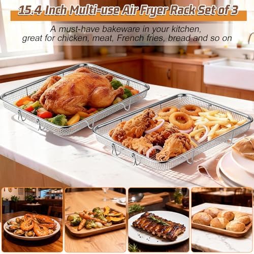 P&P CHEF 15.4 Inch Air Fryer Basket for Oven, Air Fryer Rack, 3 Pieces