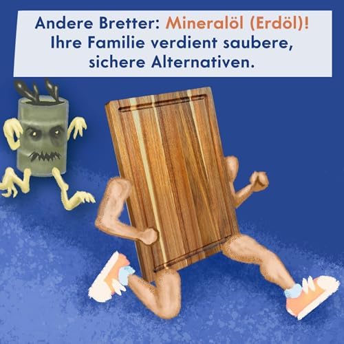 Non-Toxic Acacia Wood Cutting Board, Mineral Oil & Plastic Free, 16x11 in (Pack of 2)