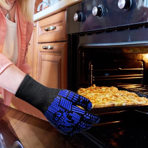 BBQ Gloves, 1472°F Heat Resistant with Silicone Grip Oven Mitts