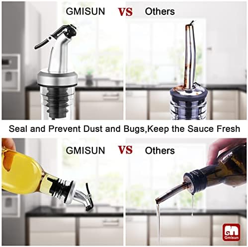 gmisun Olive Oil Dispenser Bottle for Kitchen, 3 Pack 17 Fl Oz Glass Oil Dispensers Bottles, Clear Cooking Vegetable Oil Dispenser Container Cruet Set with Plastic Pourer Spout, Funnel and Labels
