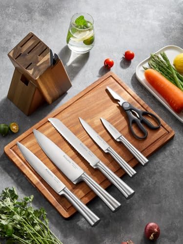Knife Set 7 Piece German Steel Kitchen Knife Block Set