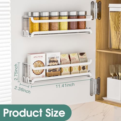 LUCYCAZ 2 Pack Wall Mounted Spice Rack for Spice Jars & Seasonings (White)