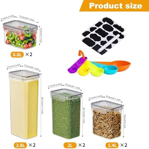 8pc Clear Airtight Canisters with Lids, Kitchen Dry Pantry Storage