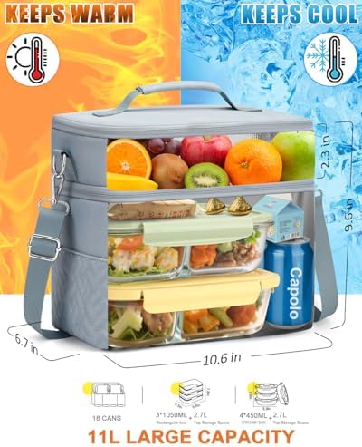 Capolo Lunch Bag for Women Men Insulated Lunch Tote Leakproof Lunchbox Bags