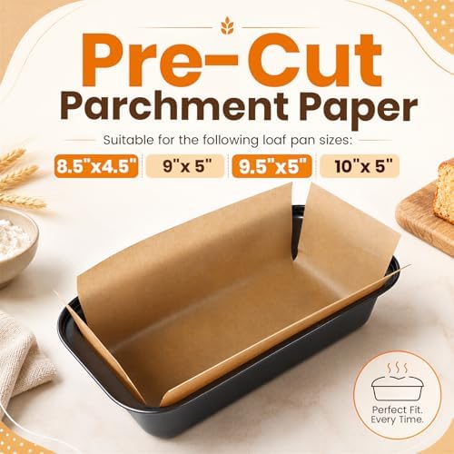 HUAKENER Loaf Pan Liners, 100 Pcs Loaf Pan Liners for Baking Bread 9x5 Inch