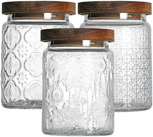 Vintage Glass Jar with Lid Airtight Candy Coffee Canister Food Storage Set