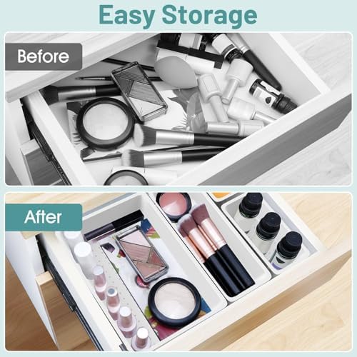 25 PCS Plastic Drawer Organizer Set, Makeup Organizers and Storage Bins