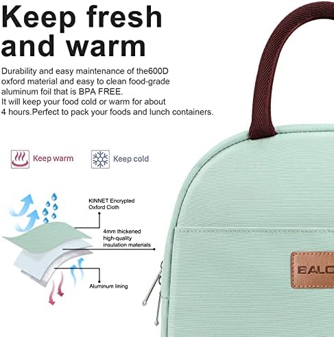 BALORAY Lunch Bag for Women Men Adult Lunch Box (Mint Green), M
