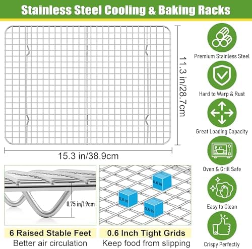 Homikit Stainless Steel Large Cooling Racks Set, 15.3x11.3 Inch, Rust Free