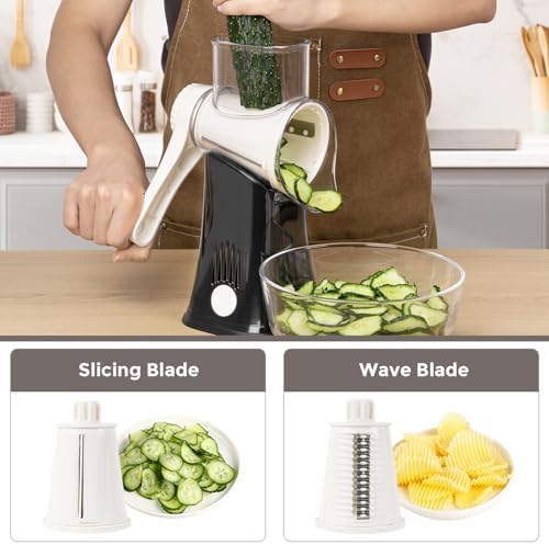 X Home 5‑in‑1 Rotary Cheese Grater for Kitchen, Black