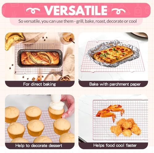 2 PCS Cooling Racks for Cooking and Baking, 16x10 Inches Stainless Steel Cooling Rack, Sheet Pan with Wire Rack for Baking Sheet, Bacon Rack Oven Safe Fits Jelly Roll Sheet Pan