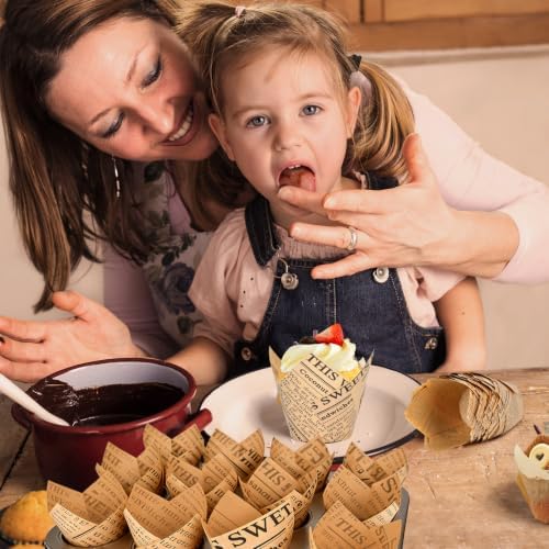 120PCS Tulip Cupcake Liners for Baking Cups Newspaper Print Muffin Liners