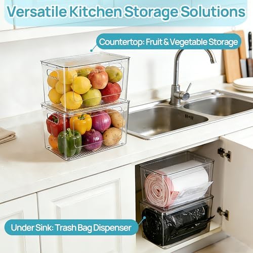 Vtopmart 1 Pack Clear Trash Bag Holder, Stackable Garbage Bag Dispenser