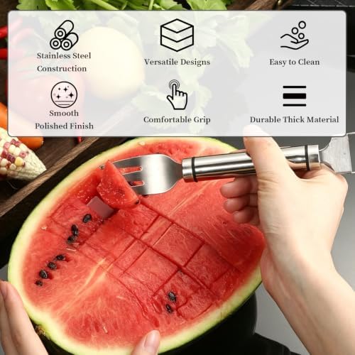 Watermelon Slicer with Stainless Steel Fork and Tong