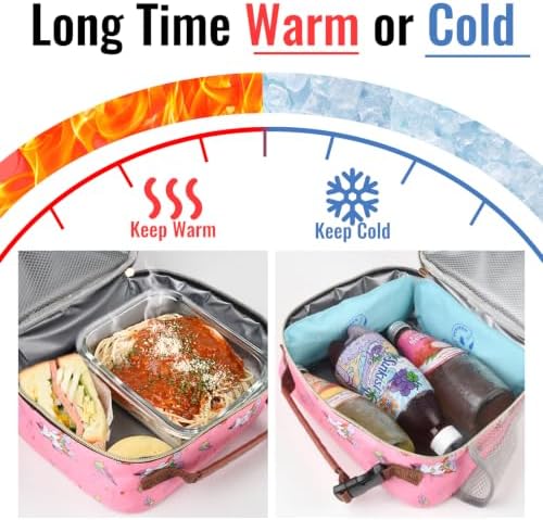 Genteen Lunch Box for Kids, Boys - Insulated Small LunchBox Reusable, Zip Closure & Buckle Handle, Portable Cooler for Work, School, Travel (Unicorn)