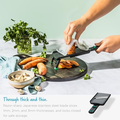 Dreamfarm Nocutu Adjustable Handheld Mandoline Slicer with Finger Guard