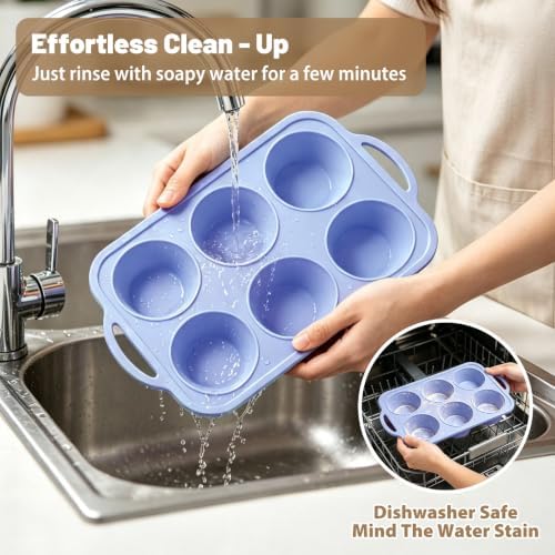 Jumbo Muffin Tin for Egg Bites: 2 PCS Large Silicone Muffin Pan with Frame