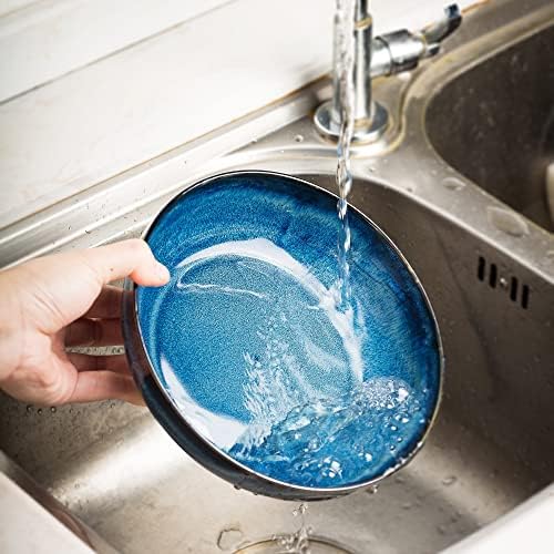 30oz Ceramic bowls set of 4-8" serving bowls for Kitchen,Pasta,Salad-Dishwasher & Microwave Safe Perfect for Housewarming, Thanksgiving, Christmas-Royal Blue