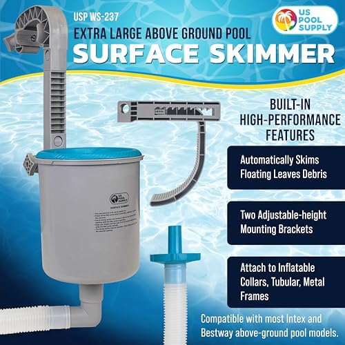 U.S. Pool Supply Above Ground Pool Skimmer, Wall Mount Surface Skimmer