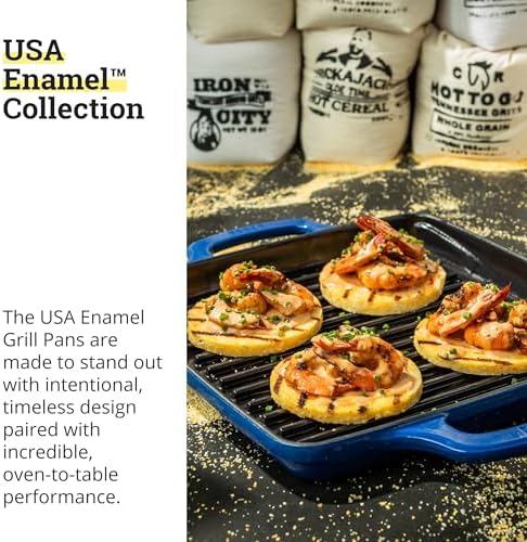 Lodge USA Enamel 11 Inch Grill Pan, Smooth Sailing