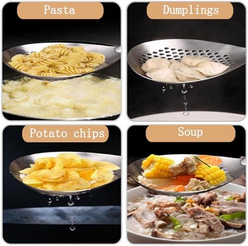 Stainless Steel Mesh Spider Strainer Wooden Handle On Pasta Noodle