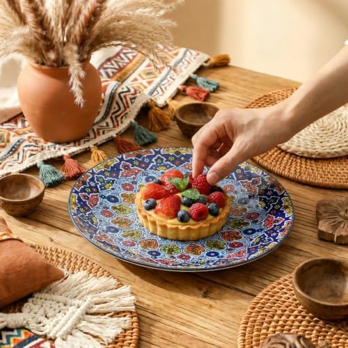 glowworm Ceramic Plates Set of 4, 8.5 Inch Plates for Dinner, Bohemian