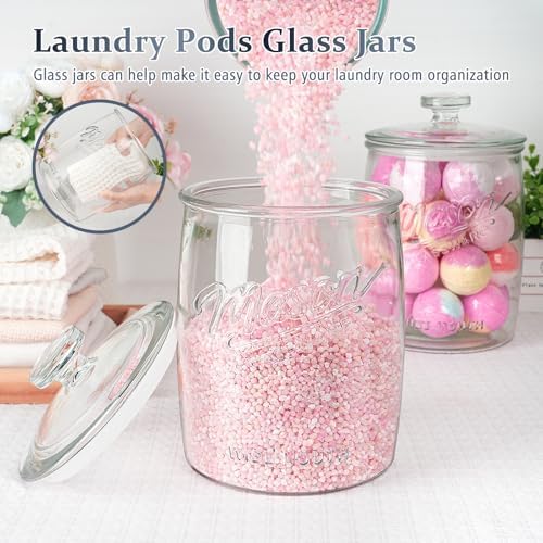 Folinstall 1 Gallon Glass Cookie Jar with Airtight Lid, 2 Pack