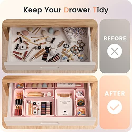 A-LuGei 【Military Grade】 Drawer Organizer for Vanity Bathroom Makeup Desk