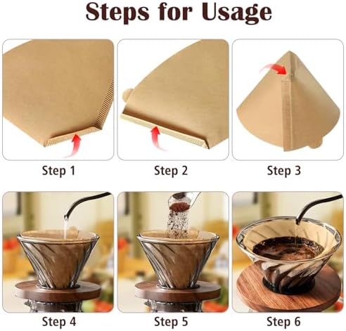 200 Count #4 Cone Coffee Filters 8-12 Cup, Natural Coffee Filters