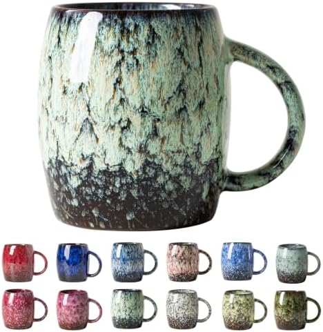 Celadon Rain Ceramic Mug, 14oz Reactive Glaze Mug, Housewarming Gift