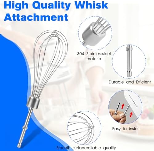 Hand Mixer Whisk Attachment Replacement Hamilton Beach Hand Mixer Attachments 62682RZ 62692 62695V 64699 62632R 62630R 62633R,Stainless Steel Hamilton Beach Hand Mixer Beater Parts - 2 Pack