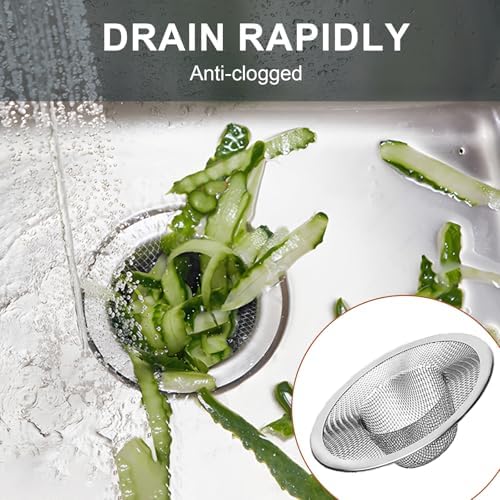 2pcs Heavy Duty Stainless Steel Slop Basket Filter Trap, 2.75" Top / 1" Mesh Metal Sink Strainer Shower Drain Hair Catcher for Kitchen Bathroom Bathtub Wash Basin Floor Balcony Drain Hole, Utility