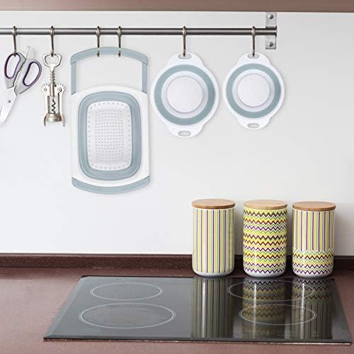 Colander Collapsible, Kitchen Strainer Colander, Collapsible Colander with Extendable Handles for Draining Veggies, Pasta,Fruit, Includes 6, 4 Quart Over the Sink Strainer Folding and 2 Quart Round
