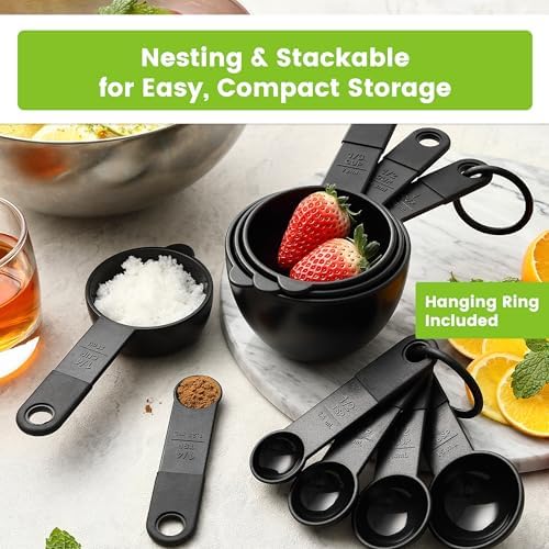 Spring Chef Black Magnetic Measuring Cups & Spoons - 9 pcs - Nesting Design