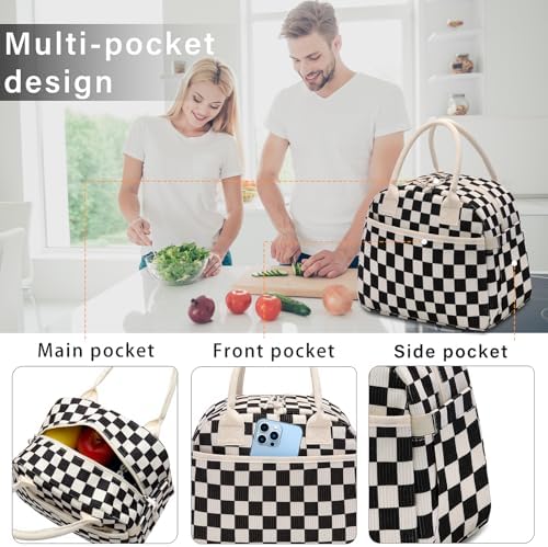 Carry bloom Lunch Box for Women, Insulated Lunch Bag Cute Corduroy Lunchbag