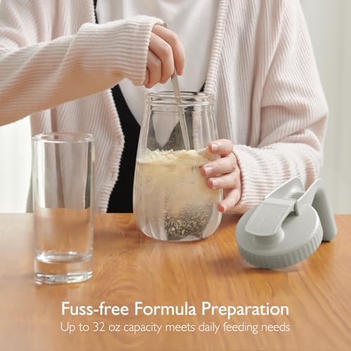 Momcozy Breast Milk Pitcher, Glass Storage Container Wide Mouth, 32oz Gray