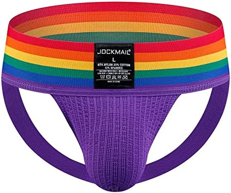 JOCKMAIL Mens Briefs Jockstrap Athletic Supporter Men Jockstrap Rainbow Men Sport Underwear Jockstrap for Gym Sport
