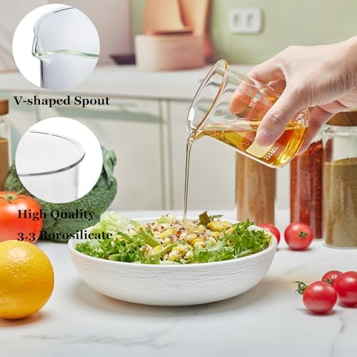 High Borosilicate Glass Measuring Cup Set-V-Shaped Spout,Includes 60ml(2OZ), 120ml(4OZ), 250ml(8OZ), 500ml(16OZ), and 1000ml (32OZ) for Kitchen or Restaurant, Easy to Read