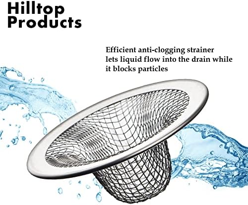 6 Pack - 2.125" Top / 1" Basket- Mesh Sink Drain Strainer Hair Catcher for Bathroom Sink, Utility, Slop, Laundry, RV and Lavatory