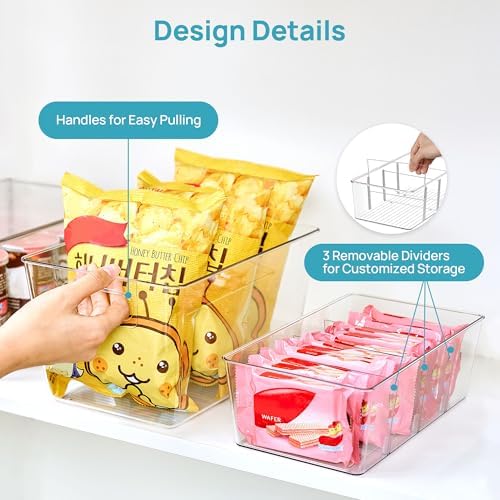 Vtopmart 8 Pack Clear Storage Bins Set for Pantry Organizer