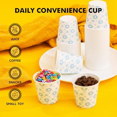 RACETOP 3 oz Bathroom Cups 300 Pack, Small Paper Cups, White Floral