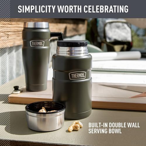 THERMOS Stainless King Food Jar with Bowl, 24oz, Matte Midnight Blue