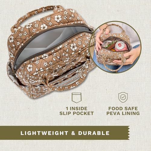 Bella Taylor Lunch Tote, Quilted Lunch Bag, Vintage Vine Brown
