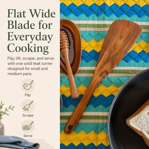 FAAY 11.5 Inch Teak Wood Spatula/Turner for RIGHT Hand | Versatile Spatula, Durable, Healthy and High Moist Resistance for Non Stick Cookware