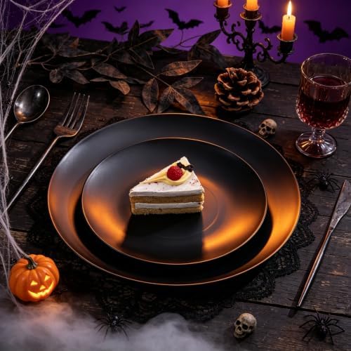 ejonirinjonir 80pcs 10.25in Heavy-Duty Black Plastic Plates for Dinner