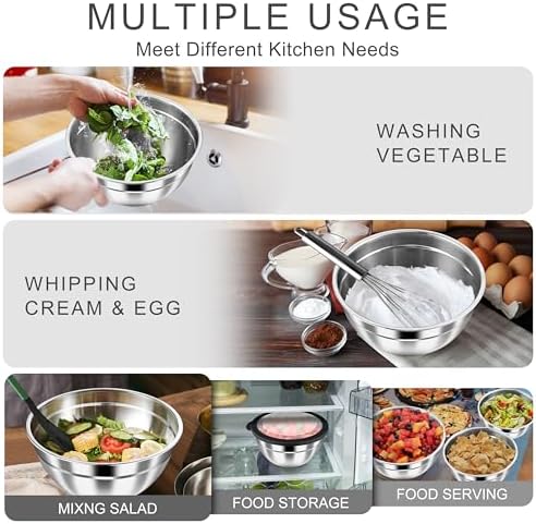 HaWare Mixing Bowls with Airtight Clear Lids, 6-Piece Nesting Bowls Set