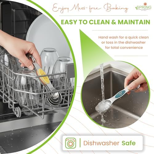 Spring Chef Stainless Steel Magnetic Measuring Spoons Set of 8, Very Merry