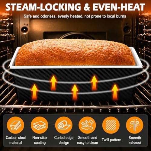 Bread Loaf Pan with Lid, 2-Pack, 2.2LB & 1LB